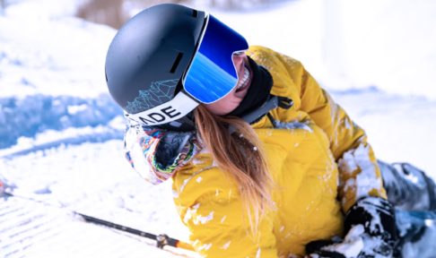 Person fallen in snow skiing