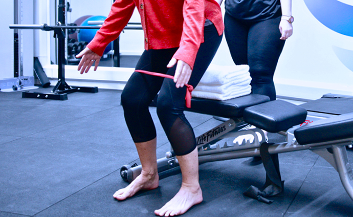 Patient doing exercises to help with plantar fasciitis 